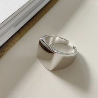 R-8.SV925*Square flat simple Ring